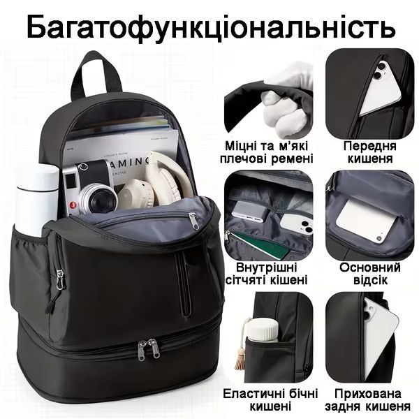 Міський та спортивний рюкзак для ноутбука і відсіком для взуття 29L, чорний HLS-1361-BK фото
