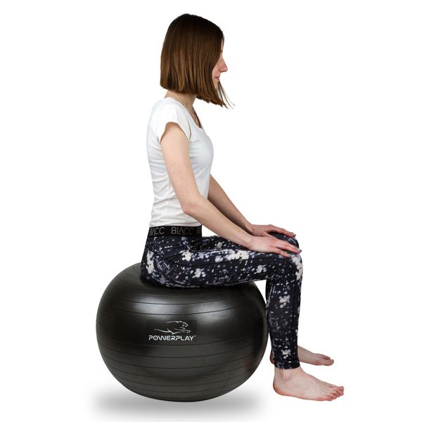 Мяч для фитнеса и йоги (фитбол) Power Play Gymball d-65см чорний + насос PP_4001_65_Black фото