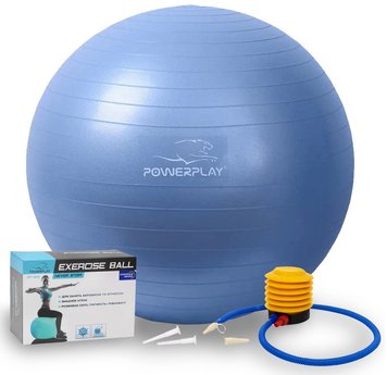 М'яч для фітнесу та йоги (фітбол) Power Play Gymball d-65см синій + насос PP_4001_65_Blue фото