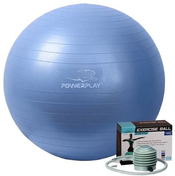 Мяч для фитнеса и йоги (фитбол) Power Play Gymball d-65см синий + насос PP_4001_65_Blue фото