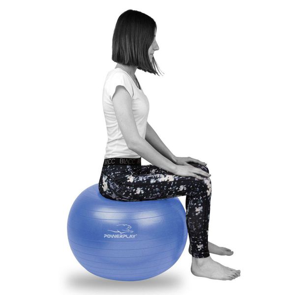 Мяч для фитнеса и йоги (фитбол) Power Play Gymball d-65см синий + насос PP_4001_65_Blue фото